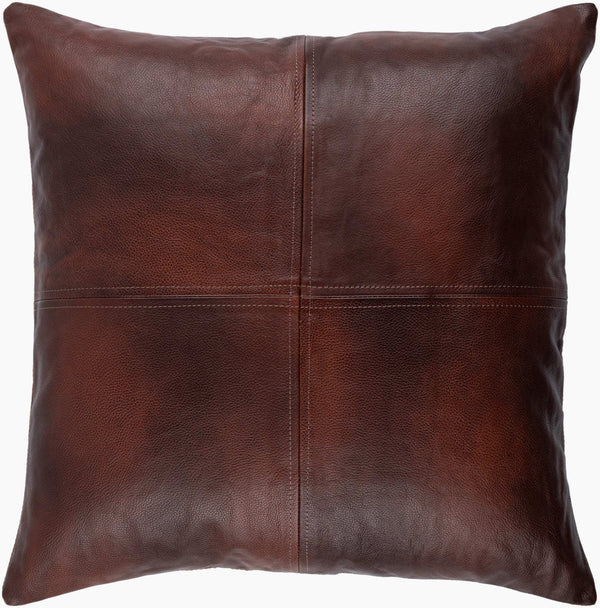 Surya Sheffield Updated Traditional 18" Accent Pillow - Luxurious Faux Suede & Leather, Durable Comfort! Dark Brown Leather,Faux Suede Sfd001-2222d