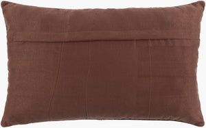 Surya Sheffield Luxurious 14"X22" Updated Traditional Lumbar Pillow - Faux Suede & Leather Elegance Dark Brown Leather,Faux Suede Sfd001-1422d