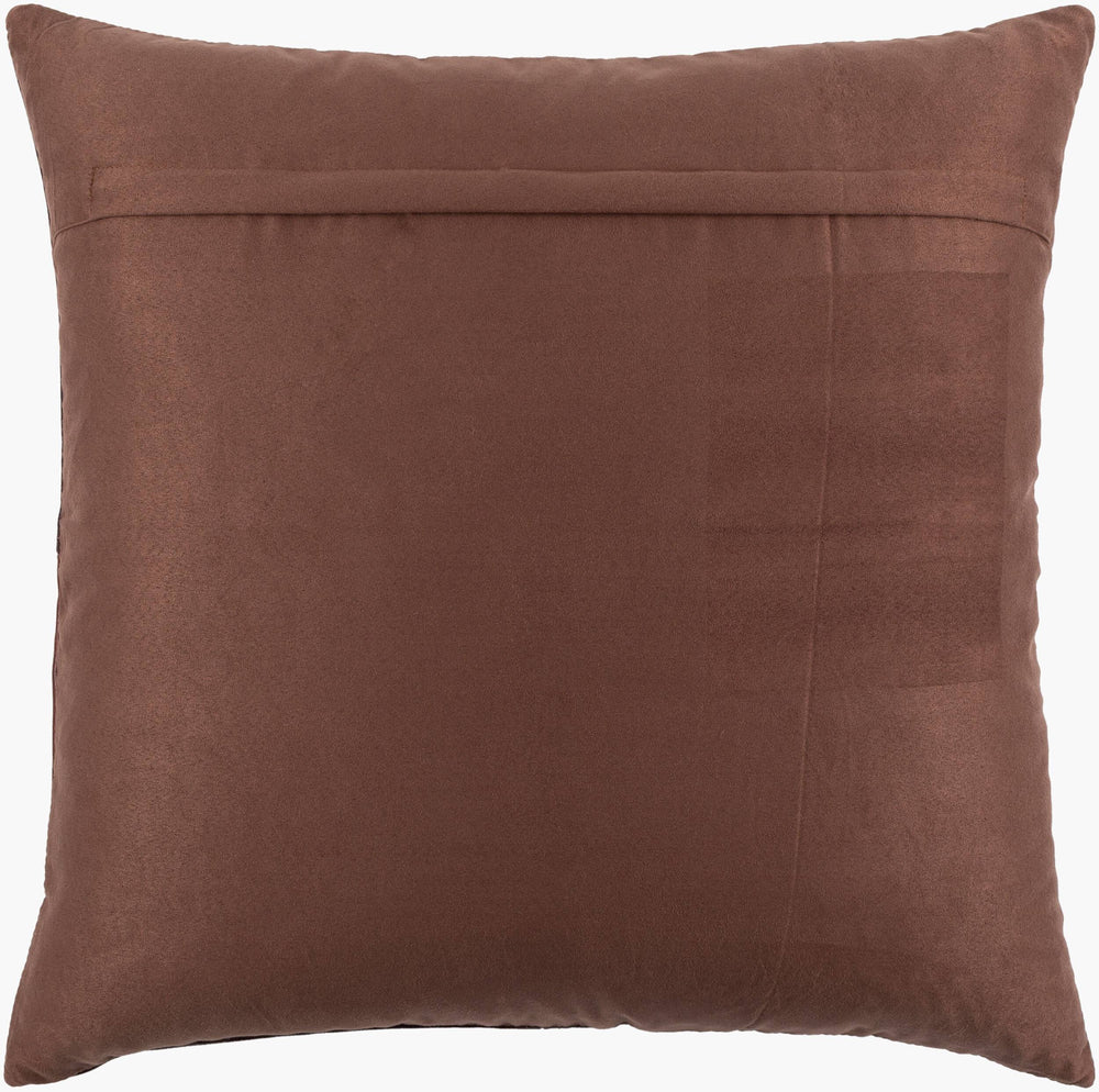 Surya Sheffield Updated Traditional 18" Accent Pillow - Luxurious Faux Suede & Leather, Durable Comfort! Dark Brown Leather,Faux Suede Sfd001-2222d
