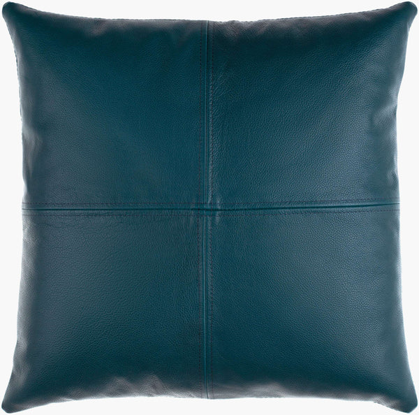 Surya Sheffield Updated Traditional 18" Accent Pillow - Luxurious Faux Suede & Leather, Durable Comfort! Deep Teal Leather,Faux Suede Sfd003-2020d