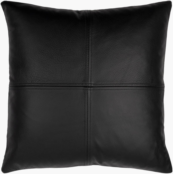 Surya Sheffield Updated Traditional 18" Accent Pillow - Luxurious Faux Suede & Leather, Durable Comfort! Black Leather,Faux Suede Sfd006-2020d