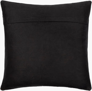 Surya Sheffield Updated Traditional 18" Accent Pillow - Luxurious Faux Suede & Leather, Durable Comfort! Black Leather,Faux Suede Sfd006-2020d