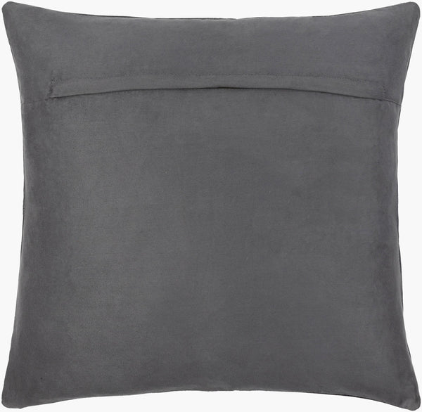Surya Sheffield Updated Traditional 18" Accent Pillow - Luxurious Faux Suede & Leather, Durable Comfort! Charcoal Leather,Faux Suede Sfd007-2020d