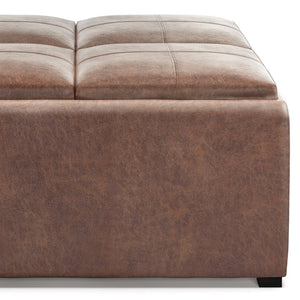 English Elm Avalon Square Storage Ottoman Coffee Table In Distressed Umber Brown - Versatile, Stylish & Functional B136P159752