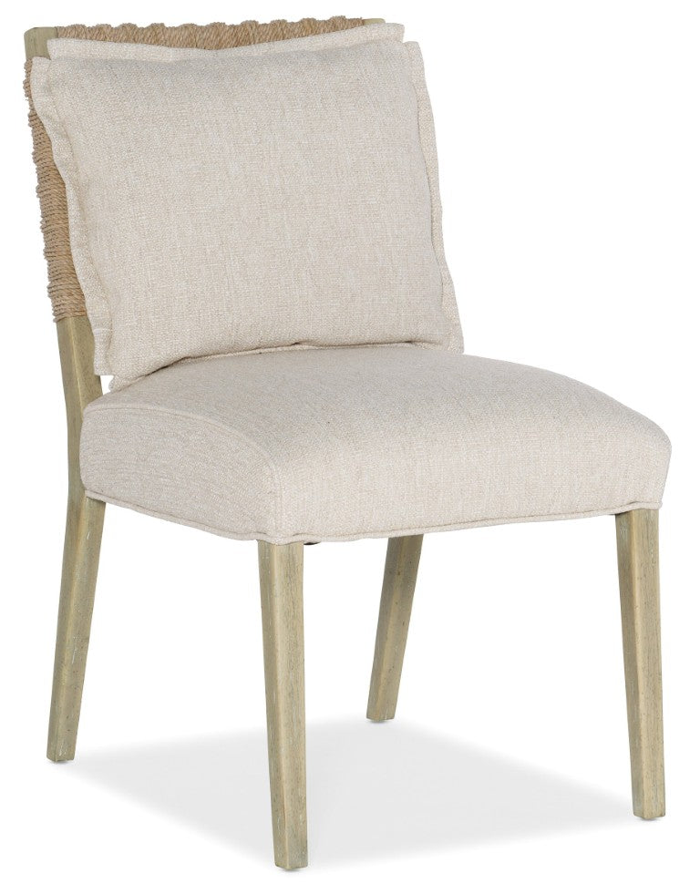 Hooker Furniture Surfrider Woven Back Side Chair With Driftwood Frame, Zuri Cream Performance Seat & Coastal Charm 6015-75311-80