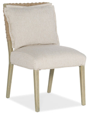 Hooker Furniture Surfrider Woven Back Side Chair With Driftwood Frame, Zuri Cream Performance Seat & Coastal Charm 6015-75311-80