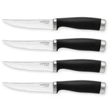 Hampton Forge Epicure 4-Piece Steak Knife Set - Ergonomic Black Grip, Sharp Serrated Blades