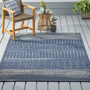 English Elm Christopher Knight Home® - 5'3"x7' Rug Navy & Ivory Polypropylene Area Rug 4mm Low Pile Handcrafted Durable Stain-Resistant Floor Mat 72350.00