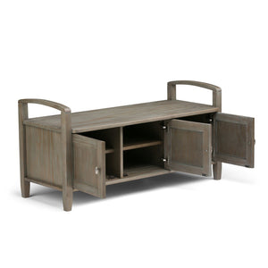 English Elm Warm Shaker Storage Bench - Handcrafted Entryway Organizer In Distressed Grey With Spacious Seating B136P159723-GIGA