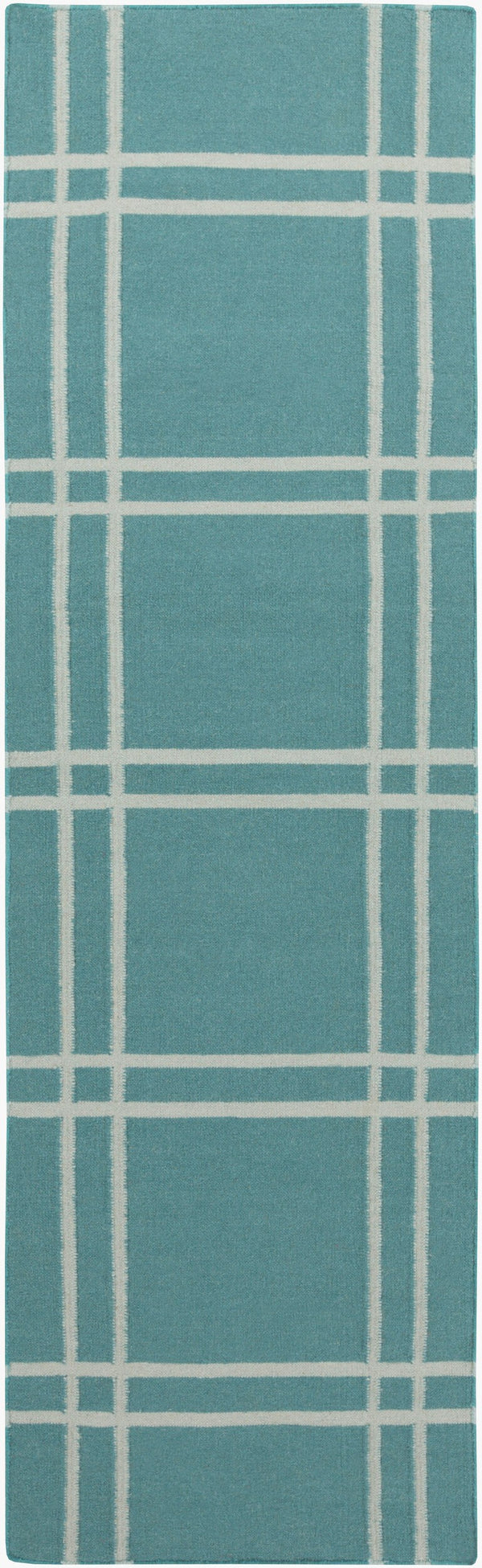 Surya Sheffield Market Sfm-8004 2'6" X 8' Durable Handmade Wool Rug For Modern Decor - Limited Warranty Deep Teal Wool Sfm8004-268