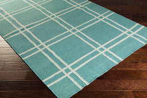 Surya Sheffield Market Sfm-8004 2'6" X 8' Durable Handmade Wool Rug For Modern Decor - Limited Warranty Deep Teal Wool Sfm8004-268