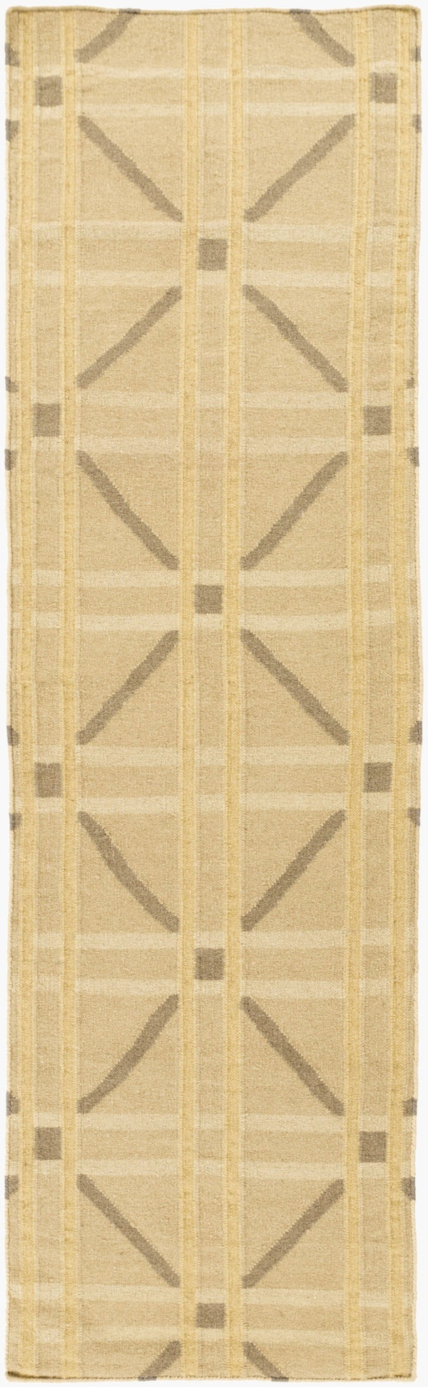 Surya Sheffield Market Sfm-8004 2'6" X 8' Durable Handmade Wool Rug For Modern Decor - Limited Warranty Tan Wool Sfm8007-268