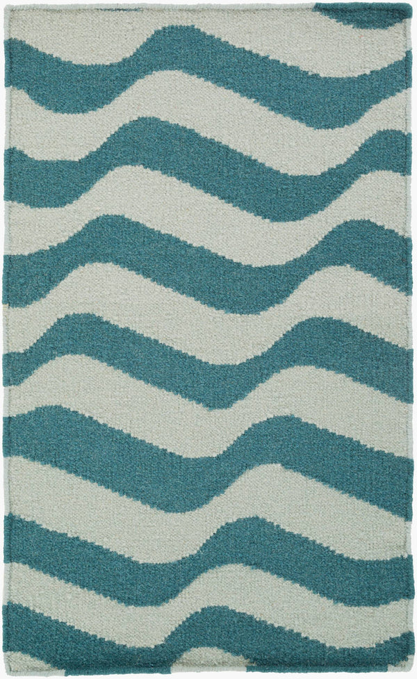Surya Sheffield Market Sfm-8004 2'6" X 8' Durable Handmade Wool Rug For Modern Decor - Limited Warranty Teal Wool Sfm8009-23