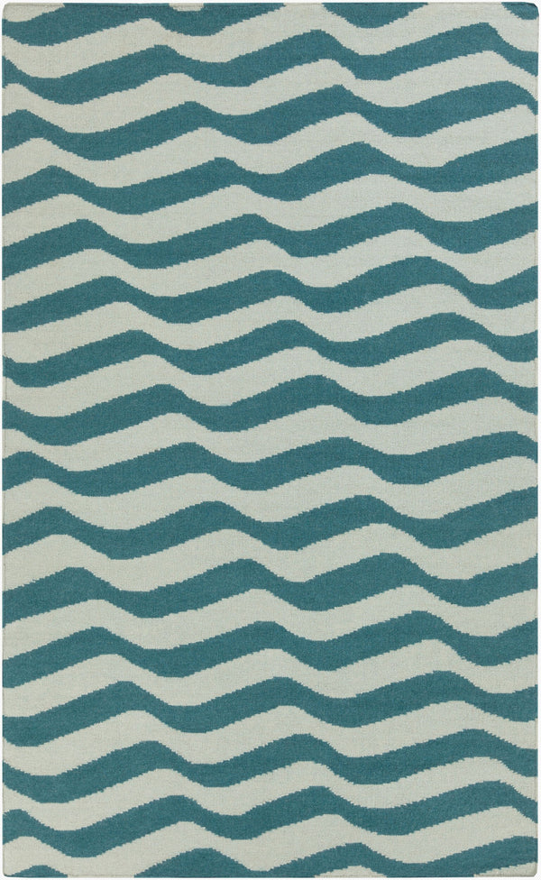 Surya Sheffield Market Sfm-8004 2'6" X 8' Durable Handmade Wool Rug For Modern Decor - Limited Warranty Teal Wool Sfm8009-58