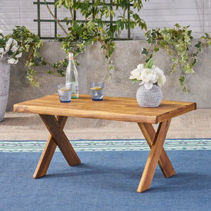 English Elm Eaglewood Solid Acacia Outdoor Coffee Table Handcrafted Cross Base Patio Lounge 62534.00