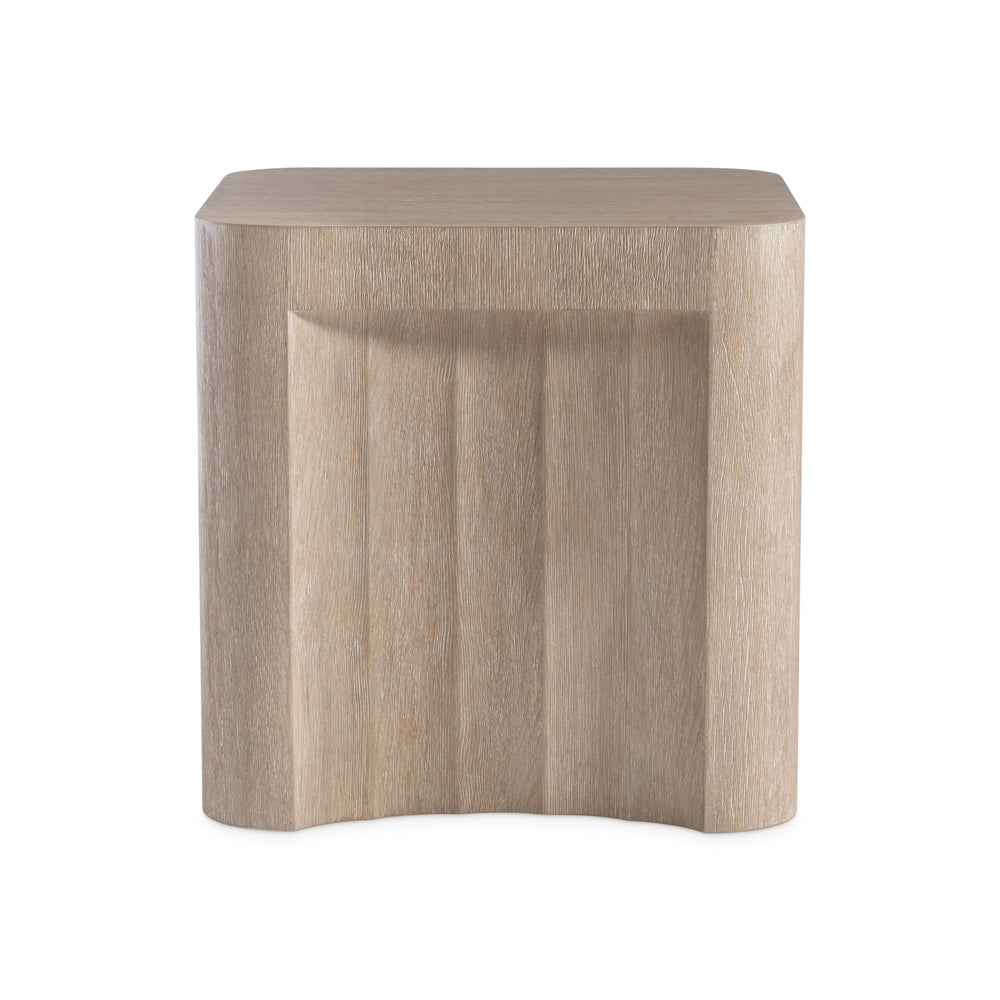 Bernhardt Bernhardt Loggia Side Table — Sculptural Fluted Base, Aria Wire-Brushed Oak, Rounded Square Top, 22" 345122
