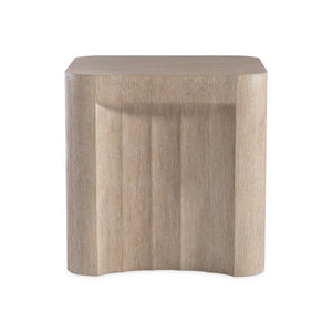 Bernhardt Bernhardt Loggia Side Table — Sculptural Fluted Base, Aria Wire-Brushed Oak, Rounded Square Top, 22" 345122
