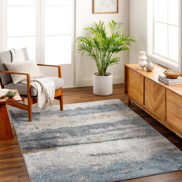Livabliss San Francisco Machine Woven Polypropylene Area Rug for Modern Living Spaces Blue, Ivory 9'2" x 12' SFO2301-9212