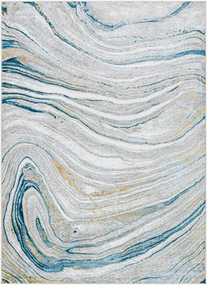 Livabliss San Francisco Geometric Turkish Woven Polypropylene Area Rug for Living and Dining Rooms Blue, Ivory 9'2" x 12' SFO2303-9212