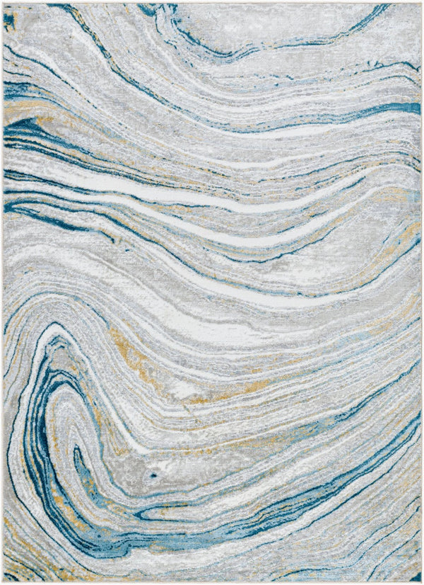 Livabliss San Francisco Geometric Turkish Woven Polypropylene Area Rug for Living and Dining Rooms Blue, Ivory 9'2" x 12' SFO2303-9212