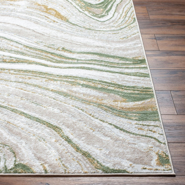 Livabliss San Francisco Geometric Area Rug Machine Woven Polypropylene Blend for Living Rooms Ivory, Sage 7'10" x 10' SFO2307-71010