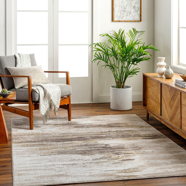 Livabliss San Francisco Geometric Area Rug with Medium Pile for Modern Living and Dining Spaces Ivory, Taupe 6'7" x 9' SFO2313-679
