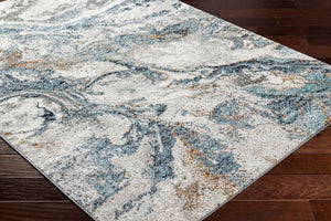 Livabliss San Francisco Machine Woven Polypropylene Minimalist Area Rug for Living and Dining Rooms Ivory, Blue 9'2" x 12' SFO2314-9212