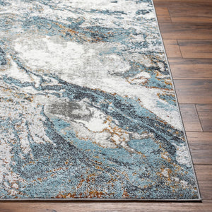 Livabliss San Francisco Machine Woven Polypropylene Minimalist Area Rug for Living and Dining Rooms Ivory, Blue 9'2" x 12' SFO2314-9212