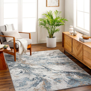 Livabliss San Francisco Machine Woven Polypropylene Minimalist Area Rug for Living and Dining Rooms Ivory, Blue 9'2" x 12' SFO2314-9212