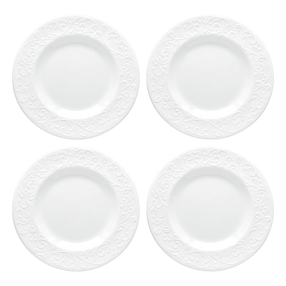 Lenox Opal Innocence Carved 4-Piece Accent Plate Set White, WHITE PORCELAIN 891290
