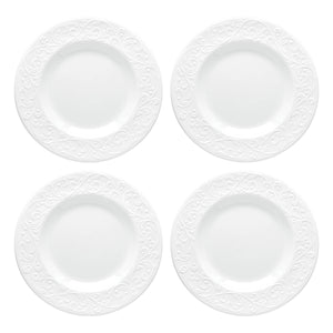 Lenox Opal Innocence Carved 4-Piece Accent Plate Set White, WHITE PORCELAIN 891290