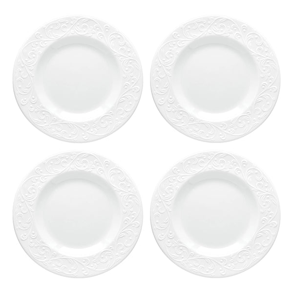 Lenox Opal Innocence Carved 4-Piece Accent Plate Set White, WHITE PORCELAIN 891290