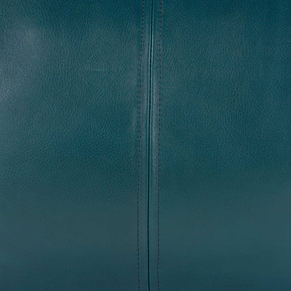 Surya Sheffield Pouf - 13"H X 22"W X 22"D, Luxurious Leather & Cotton Blend, Stylish Home Decor Accent Piece Deep Teal Leather,Cotton,Polyester,Polyfill Sfpf003-222213