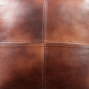 Surya Sheffield Pouf - 13"H X 22"W X 22"D, Luxurious Leather & Cotton Blend, Stylish Home Decor Accent Piece Dark Brown Leather,Cotton,Polyester,Polyfill Sfpf005-181818