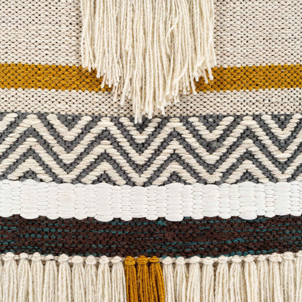 Surya Saiful Bohemian 32"H X 20"W Wall Hanging Decor - Intricate Patterns, Easy Care, Global Style Accent Charcoal Wool,Polyester,Cotton,Wood Sfu1001-2032