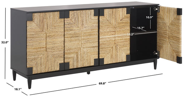 Safavieh Roseanne Banana Stem Sideboard Black / Natural Wood / Banana Stem SFV1310A