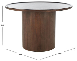 Safavieh Devin Round Pedestal Dining Table Walnut Wood SFV1700B-2BX