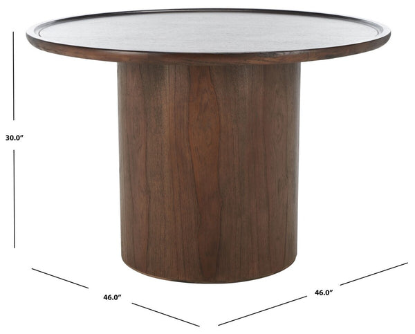 Safavieh Devin Round Pedestal Dining Table Walnut Wood SFV1700B-2BX
