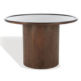 Safavieh Devin Round Pedestal Dining Table Walnut Wood SFV1700B-2BX