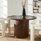 Safavieh Devin Round Pedestal Dining Table Walnut Wood SFV1700B-2BX