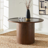 Safavieh Devin Round Pedestal Dining Table Walnut Wood SFV1700B-2BX