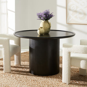 Safavieh Devin Round Pedestal Dining Table Black Wood SFV1700C-2BX