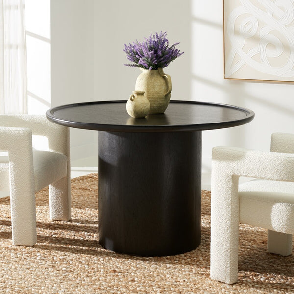 Safavieh Devin Round Pedestal Dining Table Black Wood SFV1700C-2BX