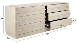 Safavieh Deirdra 6 Drawer Wood Dresser XII23 White Wash Wood SFV2139A