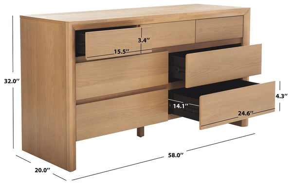 Safavieh Darnell Wood 7 Drawer Dresser Natural SFV2153A