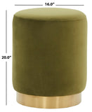 Safavieh Elsworth Velvet Ottoman With Brass Base XII23 Olive Green / Brass Wood / Metal / Fabric / Foam SFV3558D