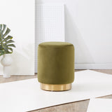 Safavieh Elsworth Velvet Ottoman With Brass Base XII23 Olive Green / Brass Wood / Metal / Fabric / Foam SFV3558D