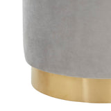 Safavieh Elsworth Velvet Ottoman With Brass Base XII23 Light Grey / Brass Wood / Metal / Fabric / Foam SFV3558E