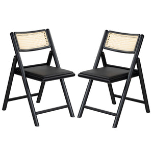 Safavieh Shaylie Upholstered Seat Folding Dining Chair Black  SFV4117A-SET2