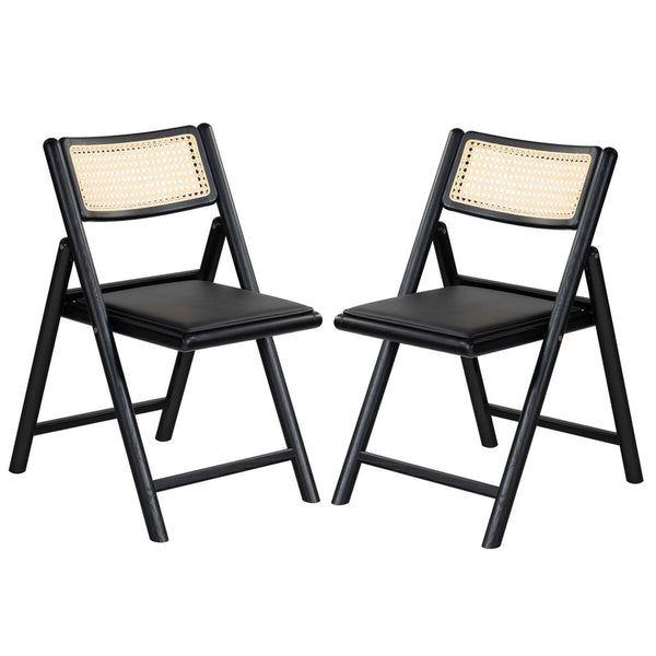 Safavieh Shaylie Upholstered Seat Folding Dining Chair Black  SFV4117A-SET2